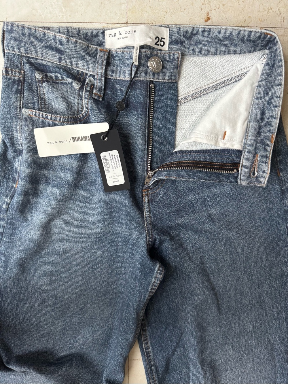 Rag & Bone Miramar Terry Sophe Wide Leg High-Rise Blue Women's Jeans size 25 - Picture 7 of 15